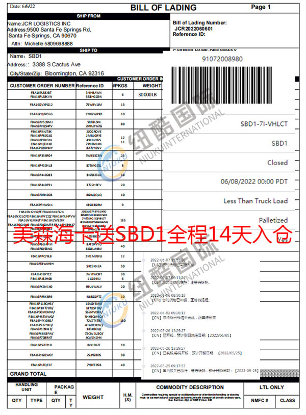 美森海卡送SBD1全程14天入倉